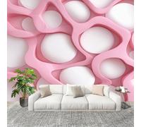 Générique Sticker Mural 3D Papier Peint Panoramique GéOméTrie Abstraite Solide Peler Et Coller Fresque Murale 300x210 cm Rose Papier Peint Photo Créatif enfants DIY Salon intérieure Bureau Crèche