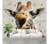 Générique Sticker Mural 3D Papier Peint Panoramique Girafe Abstraite Peler Et Coller Fresque Murale 400x280 cm Gris Clair Papier Peint Photo Créatif enfants DIY Salon intérieure Bureau Crèche