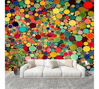 Générique Sticker Mural 3D Papier Peint Panoramique Motif à Pois En 3d Peler Et Coller Fresque Murale 250x175 cm Coloré Papier Peint Photo Créatif enfants DIY Salon intérieure Bureau Crèche