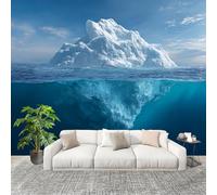 Générique Sticker Mural 3D Papier Peint Panoramique Reflet D'Un Iceberg Peler Et Coller Fresque Murale 250x175 cm Bleu Papier Peint Photo Créatif enfants DIY Salon intérieure Bureau Crèche