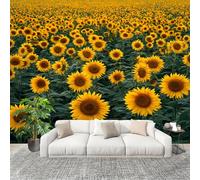 Générique Sticker Mural 3D Papier Peint Panoramique Tournesol Peler Et Coller Fresque Murale 300x210 cm Jaune Papier Peint Photo Créatif enfants DIY Salon intérieure Bureau Crèche