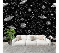 Générique Sticker Mural 3D Papier Peint Panoramique Vaisseau Spatial Peler Et Coller Fresque Murale 400x280 cm Noir Papier Peint Photo Créatif enfants DIY Salon intérieure Bureau Crèche