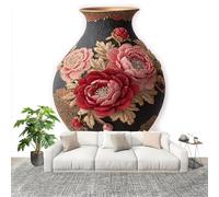 Générique Sticker Mural 3D Papier Peint Panoramique Vase Sculpté En 3d Peler Et Coller Fresque Murale 200x140 cm Blanc Papier Peint Photo Créatif enfants DIY Salon intérieure Bureau Crèche