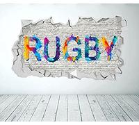 Générique Sticker Mural 3D Rugby Graffiti - Muraux pour Chambre d'Enfant Garçon 55x80cm Multicolore