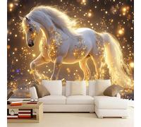 Générique Sticker mural haute qualité Cheval Autocollant Mural 250 x 175 cm Cheval Doré Girafe Déco murale autoadhésive Pour Chambre Salon Enfants Bébé Pépinière