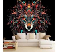 Générique Sticker mural haute qualité Loup Autocollant Mural 300 x 210 cm Tête De Loup Girafe Déco murale autoadhésive Pour Chambre Salon Enfants Bébé Pépinière