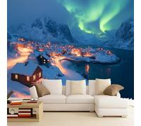 Générique Sticker mural haute qualité Montagne Enneigée Autocollant Mural 430 x 300 cm Maison De Neige Girafe Déco murale autoadhésive Pour Chambre Salon Enfants Bébé Pépinière