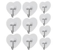 Générique Sticky Hook, Heart Shape Clear Adhesive Towel Coat Hooks, 10 Pieces Wall Hanger for Home, Shower, Keys, Kitchen, Door, Bathroom, Organization, Storage, Improvement