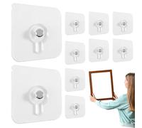Générique Sticky Wall Hooks,Wall Bathroom | 10X Hangers Towel Hook, Kitchen Without Nails, Picture Frame For Coat, Bag,