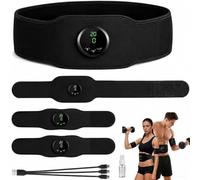 Générique Stimulateur Musculaire EMS, Ceinture De Stimulation éLectrique Abdominale, Ensemble De 3 PièCes, 12 Modes, 19 Niveaux D'Intensité, Unisexe, Convient pour l'abdomen, Les Bras Et Les Jambes