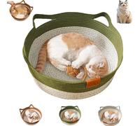 Générique Stimulicat Cat Bed, Stimulicat Handwoven Basket, Cat Bed Rope Cotton, Foldable Scratchable Hammock with Cats Ear Design, Breathable & Easy to Clean, for Small & Large Pets (Green,Large)