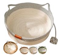 Générique Stimulicat Cat Bed, Stimulicat Handwoven Cat Basket, Foldable Round Cotton Rope, Scratch Resistance Easy to Clean, for Small & Large Cats & Dog (Gray,Small)