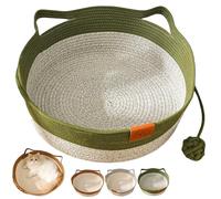 Générique Stimulicat Cat Bed, Stimulicat Handwoven Cat Basket, Foldable Round Cotton Rope, Scratch Resistance Easy to Clean, for Small & Large Cats & Dog (Green,Medium)