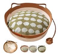 Générique Stimulicat Cat Bed, Stimulicat Handwoven Cat Basket, Foldable Round Cotton Rope, Scratch Resistance Easy to Clean, for Small & Large Cats & Dog (Brown with Cushion,Small)