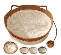 Générique Stimulicat Cat Bed, Stimulicat Handwoven Cat Basket, Foldable Round Cotton Rope, Scratch Resistance Easy to Clean, for Small & Large Cats & Dog (Brown,Medium)
