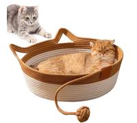 Générique Stimulicat Handwoven Cat Basket, Cat Scratcher Bed, Handwoven Cotton Rope Cats Bed with Cotton Pillow, Scratchable Breathable Weave (Brown,Medium)