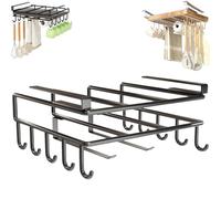 Générique Stockage de la planche à découper, panneaux de coupe en métal Économie d'espace d'organisateur sous le porte-panneaux de hachage d'étagère,support planche a decouper (Noir avec Crochet)