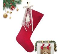 Générique Stockings Red Mantel Socks Decoration with White Bow Christmas