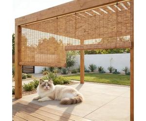 Générique Store Enrouleur en Bambou coupé sur Mesure, occultant et offrant Une Excellente intimité pour terrasse, Porche ou fenêtre. (A W110cm x H300cm)