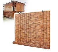 Générique Store Enrouleur en Bambou sans Cordon, imperméable et résistant aux UV, pour terrasse ou véranda, Store occultant Naturel avec système de Levage. (A W110cm x H130cm)