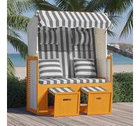 Générique Strandkorb avec Coussins résine tressée Bois Solide Blanc Gris Bains de Soleil,318663