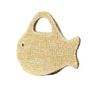 Générique Straw Fish Shape - Small Summer Beach Clutch for Vacation Wedding Festival Party Use | Natural Raffia Handmade with Woven Purse, Lightweight Zipper Handbag for Coastal Outdoor Accessory