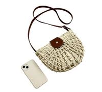 Générique Straw Purses And Handbags - Woven Straw 24x19x7cm | Woven Śtraw Hollowed-out Pouch Vacation Summer Bag | Bohemian Rattan Tassel Shoulder Tote Clutch Pocketbook for Women Dating Outdoor