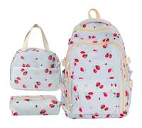 Générique Strawberry Backpack Set, 3-Piece with Tote Bag & Pencil Case | Holds a Laptop for School, Travel & Daily Use, Ideal for Primary, Secondary & College Students