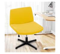 Générique Stretch Armless Chair Slipcover with Design, Elastic Mid-Back Accent Chair Protector for Home Office, Bedroom, Study Soft Removable Fabric(Yellow)