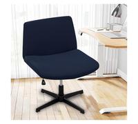 Générique Stretch Armless Chair Slipcover with Design, Elastic Mid-Back Accent Chair Protector for Home Office, Bedroom, Study Soft Removable Fabric(Dark Blue)