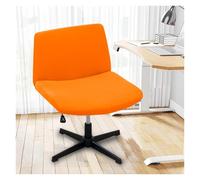 Générique Stretch Armless Chair Slipcover with Design, Elastic Mid-Back Accent Chair Protector for Home Office, Bedroom, Study Soft Removable Fabric(Orange)