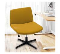 Générique Stretch Armless Chair Slipcover with Design, Elastic Mid-Back Accent Chair Protector for Home Office, Bedroom, Study Soft Removable Fabric(Dark Yellow)