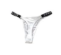 Générique String Basse Femme en Satin Doux Culotte Confortable sans Coutures avec Ceinture à Lettres pour Usage Quotidien