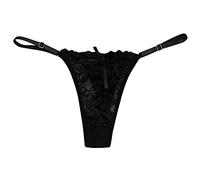 Générique String Femme Sexy ChiC Hot Ficelle Reglable Tanga Dentelle Femme Sexy éRotique Sous Vetements Feminins Shorty Lingerie Coquine Hot pute luxe string ficelle femme dentelle (Black, One Size)