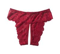 Générique String Femme Sexy Chic Hot Ouvert Culotte Fendue Sexy Érotique Chic Hot G-String en Tanga Florale Dentelle Culotte Entrejambe en Slip Transparent Panties Strings sans Couture Femme RD1 4XL