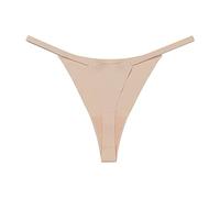 Générique String Ficelle Femme Sexy Chic Tangas Slips Stretch Taille Moyenne Culotte Et Lingerie sous-Vêtements T-Back sans Couture en Soie Glacée Confort Quotidien Invisibles (Marron Clair,S)