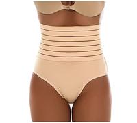 Générique String Gainante Ventre Plat Femme Invisible, Culotte Sculptante Gaine Amincissante Taille Haute Panty Gainant Shapewear Thong Underwear Minceur Slim Slips (Beige, S)