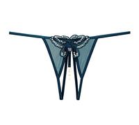 Générique String Ouvert À l'entrejambe Femme Culotte Ouverte Papillon Brodé Tanga Sexy Érotique Fendue Dentelle Chic Mini Fendu Lingerie Coquine Hot sous Vetement Erotique G-String (Vert)
