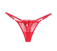 Générique String sans Couture Femme,String Sexy en Dentelle Transparente Tanga Ficelle Taille Basse Culotte Invisible Broderie avec Taille RéGlable sous-VêTements Feminins Confortable Et Respirante