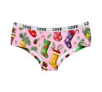 Générique String Tanga Femme Noël Culotte de Bikini Drôle Père Noël Imprimé Bikini Doux Renne Mignon Culotte Sexy Épouse Petite Amie à La Saint-Valentin Underwear Cadeau Noel