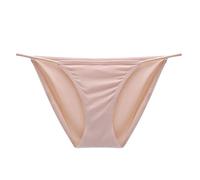 Générique Strings Et Tangas Femme String Sexy Chic Ficelle Culotte en Dentelle sous-Vêtements Slip Taille Très Haute Culottes Basse Italienne Soie Extensible Hipster (Beige,M)