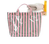 Générique Striped Bag Waterproof Large Glossy Pool Handbag Vibrant | Large Capacity Work Bag for Summer Travel Work Gym School College Office Pool