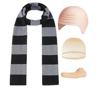 Générique Striped Scarf Halloween Costume Set, Bald Head Net, Party Headwear, 4X, Balds Wig, Fake Nose, Sturdy Material for Halloweens, Costumed Parties, Dress Up, Accessories Easy to Use