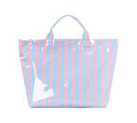 Générique Striped Tote Handbag - Waterproof Glossy Pool Bag for Travel Use | PVC Coated Fabric Large Capacity Carryall with Zipper Closure, Lightweight Shoulder Tote for Summer Beach Gym Shopping Bag