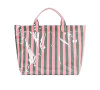 Générique Striped Tote Handbag - Waterproof Glossy Pool Bag for Travel Use | PVC Coated Fabric Large Capacity Carryall with Zipper Closure, Lightweight Shoulder Tote for Summer Beach Gym Shopping Bag