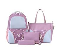 Générique Student Backpack | Ensemble 4 Pièces Pour Livres - Organisation Fournitures Scolaires Range Cahiers Trousse Classique Design Voyage Quotidien Fille Cours College Shopping Sortie