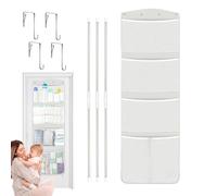 Générique Stuffed Animal Organizer, Over Door Organizer, 4 Large Pockets, Nursery Storage Bins, Plush Net, 65x23inch for Stuffed Animals, Dolls, and Baby Items, White