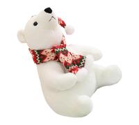 Générique Stuffed Polar Bear Plush - Cute Christmas Toy, Plush Bears, Kids, Wearing Scarf Soft Doll | Stuffed Polar Bear Plushs for Women Girls Sofa Bedside Living Room Bedroom Nursery