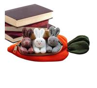 Générique Stuffed Rabbit - Plush | 3 Bunnies in Carrot Purse Plush Animal Surprise Toy | Unzipped Bunny Doll Easter Zipper Wallet for Home Travel Kids Gift Spring Holiday Fun