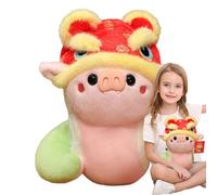 Générique Stuffed Snake Plush Toy with Lion Hat, 3D Soft Mascot Doll for Chinese New Year, Adorable Standing Snake, Cultural Holiday Decoration Gift, Cute Collectible Animal Toy for Kids and Adults